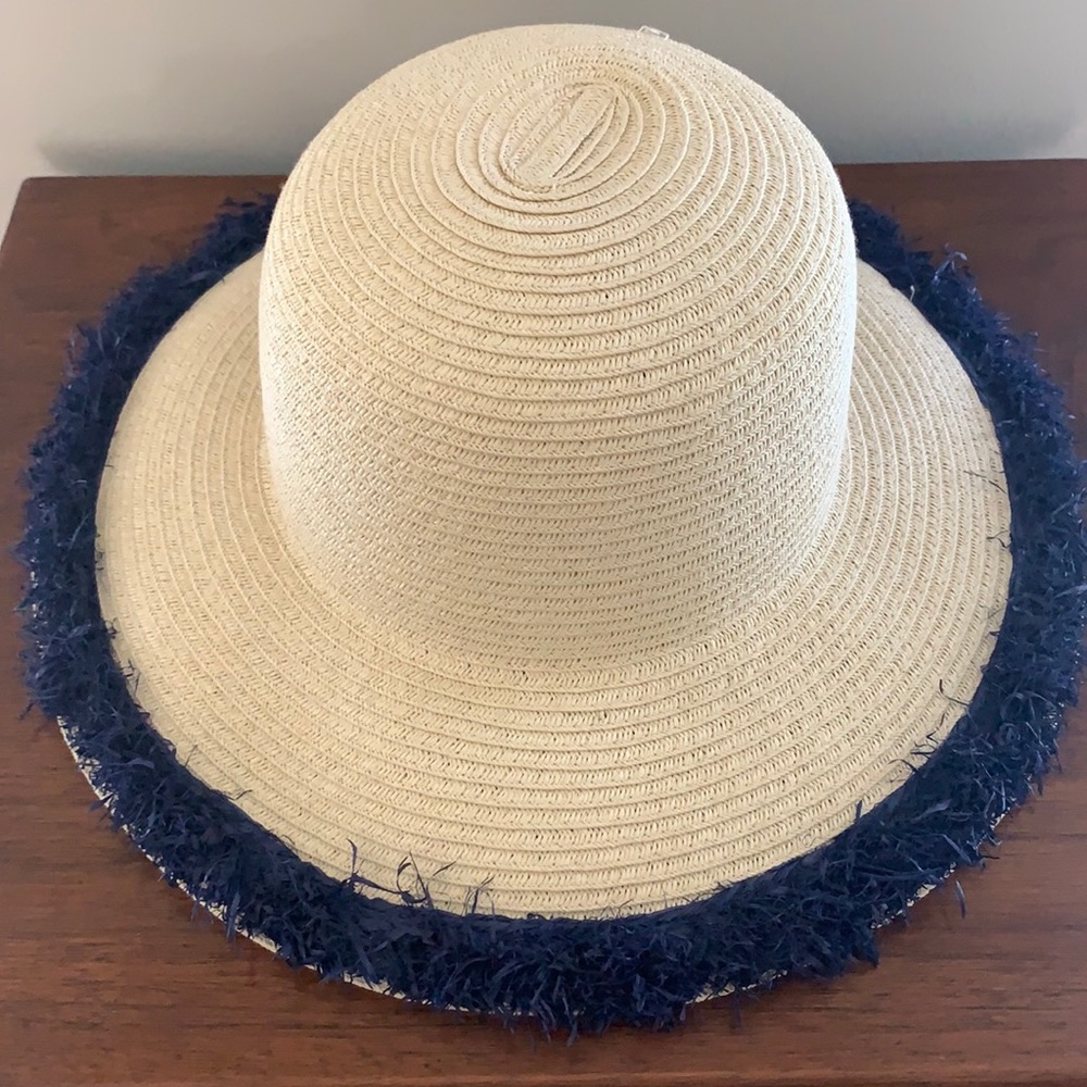 San Diego Hat Co- natural straw hat with blue edge